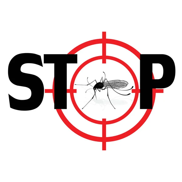 Zastavení viru zika. Vektor qnat mosquto znak obrázek — Stockový vektor