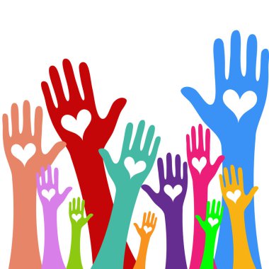 Elleri ve kalp bağış donör kavramı. İyilik ve Hayır vektör Sevgililer günü nün simgesi