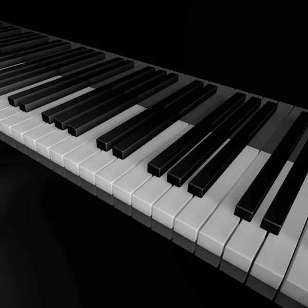 Klawisze fortepianu muzyka urządzenia Zamknij widok 3d rendrer ilustracji — Zdjęcie stockowe
