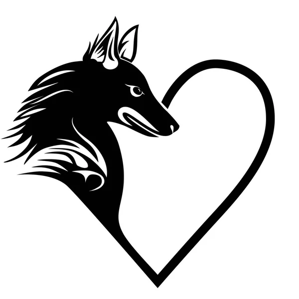 Corazón de perro amor mascota tatuaje impresión forT-shirt, logotipo de la tienda de mascotas, etiqueta, elementos de decoración y productos de diseño para mascotas vector ilustración — Archivo Imágenes Vectoriales