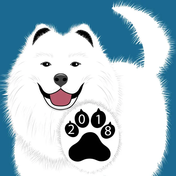 Cachorro animal tatuaje de Año Nuevo Chino del perro samoyed archivo vectorial organizado en capas para facilitar la edición . — Vector de stock