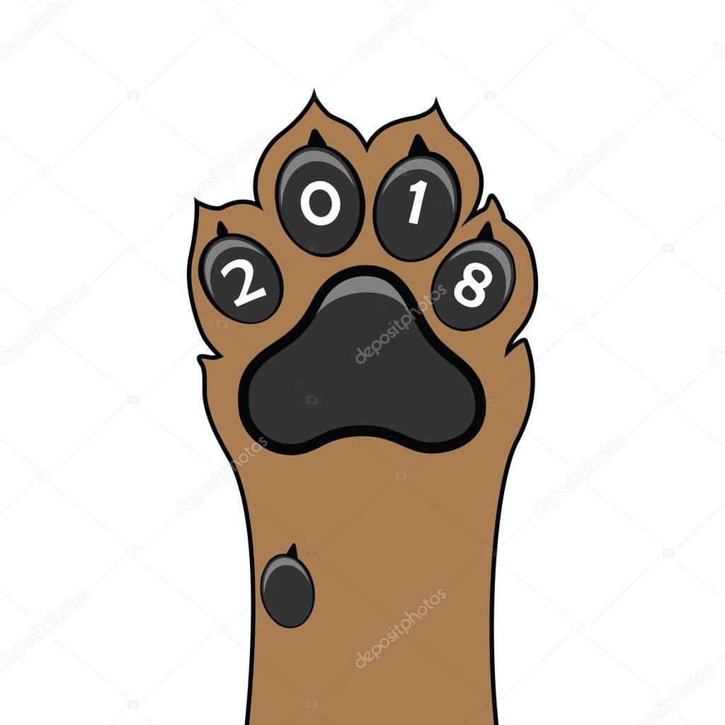 Puppy animal paw tattoo of Chinese New Year of the Dog vector file organized in layers for easy editing.