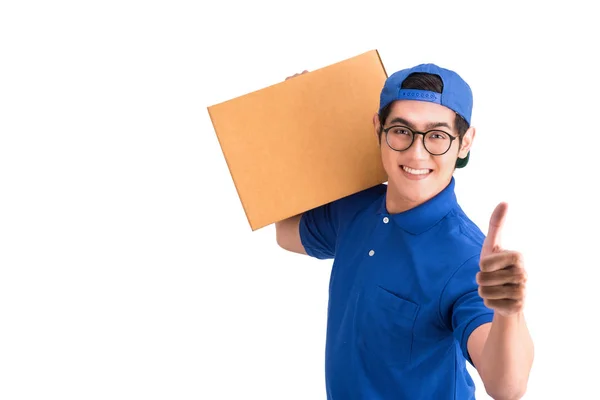 Delivery man thumbs up — Stock Photo, Image