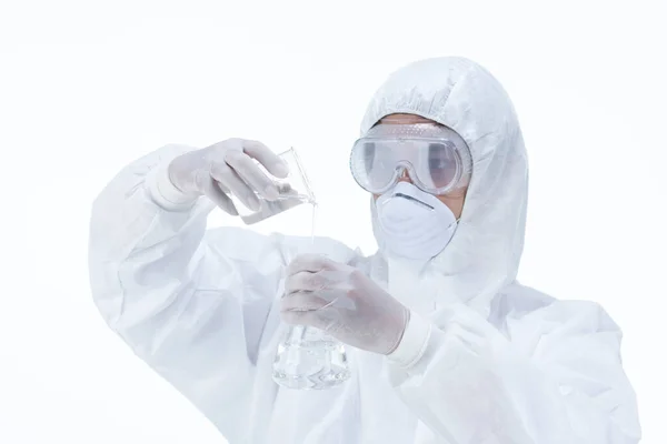 Químico Laboratorio Comprobando Tubos Ensayo Retrato Biotecnólogo Asiático Examinando Tubo — Foto de Stock