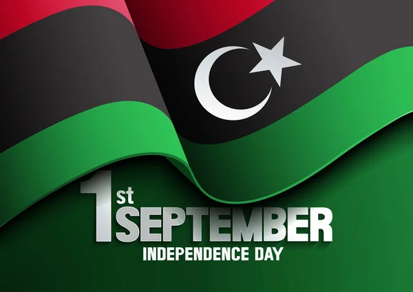 利比亚国旗独立日 9月1日 — 图库矢量图片