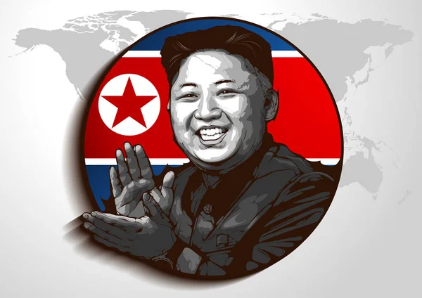 Endast Redaktionellt Bruk Porträtt Kim Jong Nordkoreansk Ledare Befälhavare För — Stock vektor