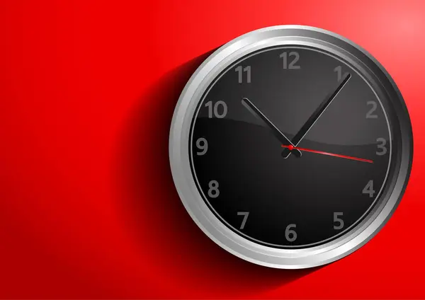 Orologio Sfondo Rosso Illustrazione Vettoriale Eps10 — Vettoriale Stock