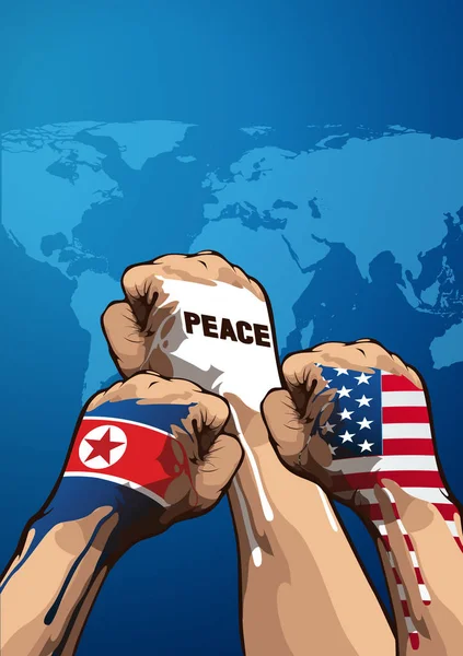 Pokój Pionowy Stany Zjednoczone Ameryki Korea Północna Ilustracja Wektora Eps10 — Wektor stockowy