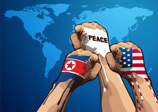 Pokój Stany Zjednoczone Ameryki Korea Północna Ilustracja Wektora Eps10 — Wektor stockowy