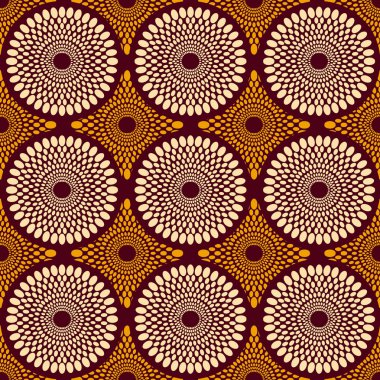 Afrika modası canlı renklerle kusursuz desen süslemesi, resim sanatı ve kumaş baskısı, atkı, şal, halı, fular, mendil, vektör illüstrasyon dosyası Eps10. 