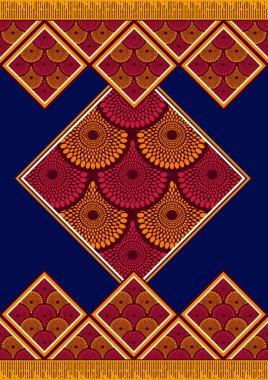 Afrika modası canlı renklerle kusursuz desen süslemesi, resim sanatı ve kumaş baskısı, atkı, şal, halı, fular, mendil, vektör illüstrasyon dosyası Eps10. 