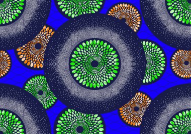 Afrika modası canlı renklerle kusursuz desen süslemesi, resim sanatı ve kumaş baskısı, atkı, şal, halı, fular, mendil, vektör illüstrasyon dosyası Eps10. 