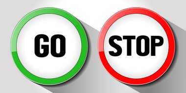 stop sign and go sign isolated on white background, icon, vector illustration.