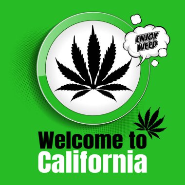 California, Marijuana, Kenevir tabelası, vektör illüstrasyon arka planına hoş geldiniz.