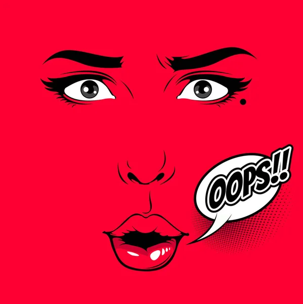 Comic Style Female Faces Pop Art Speech Bubbles Doodle Art — стоковый вектор