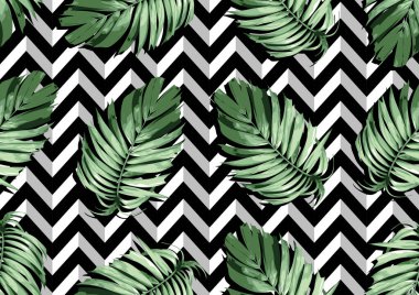  El çizimi doğal yapraklar, tekstil modası, soyut dikişsiz desen, vektör illüstrasyon dosyası.