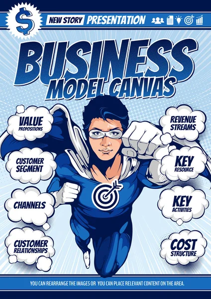 Business Comic Cover Template Background Flyer Brochure Speech Bubbles Doodle — Vetor de Stock