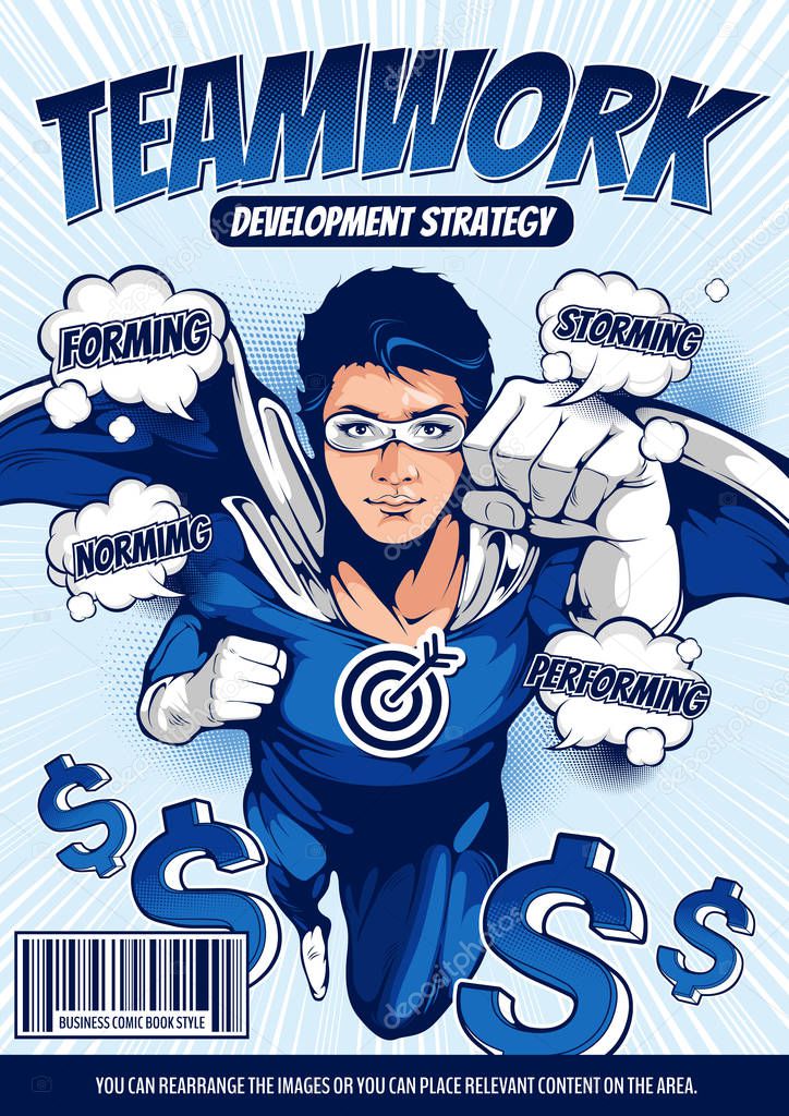 business comic cover template background, flyer brochure speech bubbles, doodle art, Vector illustration.