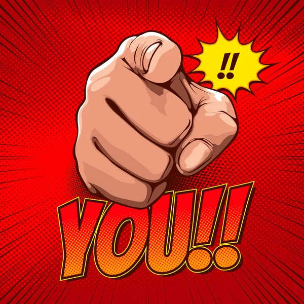 Hand with Pointing Finger Images, comic book cover template, flyer brochure speech bubbles, doodle art, Vector illustration.