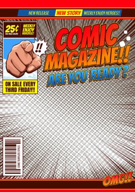 comic cover template background, flyer brochure speech bubbles, doodle art, Vector illustration.