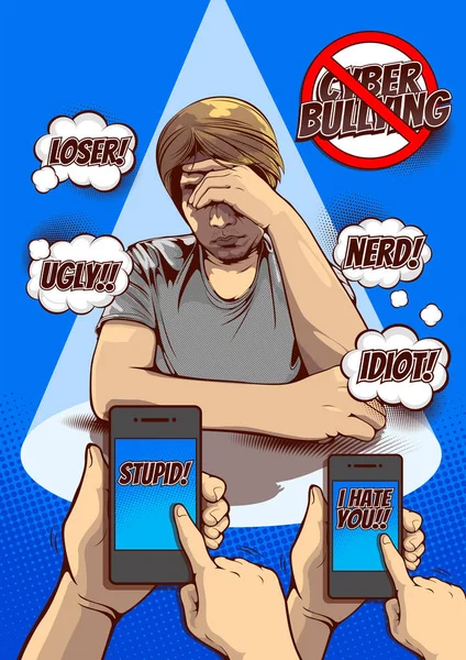 Cyber Bullying Social Media Being Bullied Text Μήνυμα Σημεία Και — Διανυσματικό Αρχείο