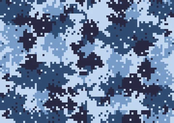 Abstrakte Quadratische Bit Kunst Tarnung Militärisches Muster Hautstruktur Blaue Farbe — Stockvektor
