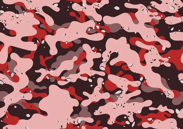 Abstrakte Tarnung Militärisches Muster Hautstruktur Rote Farbe Mode Stoffdruck Vektor — Stockvektor