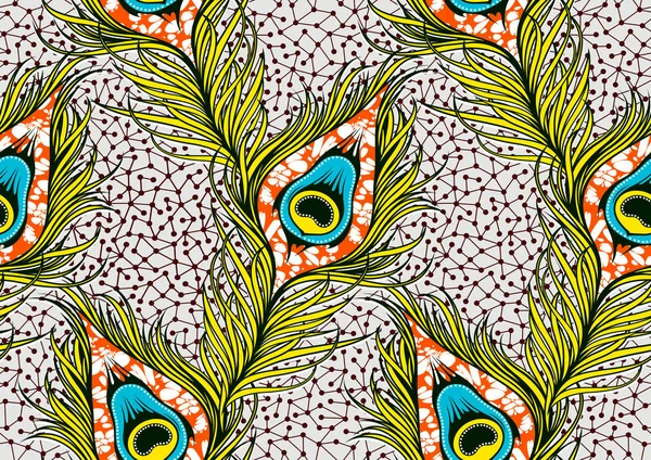 Peacock Tail Seamless Pattern African Fashion Ornament Vibrant Colors Picture — Archivo Imágenes Vectoriales