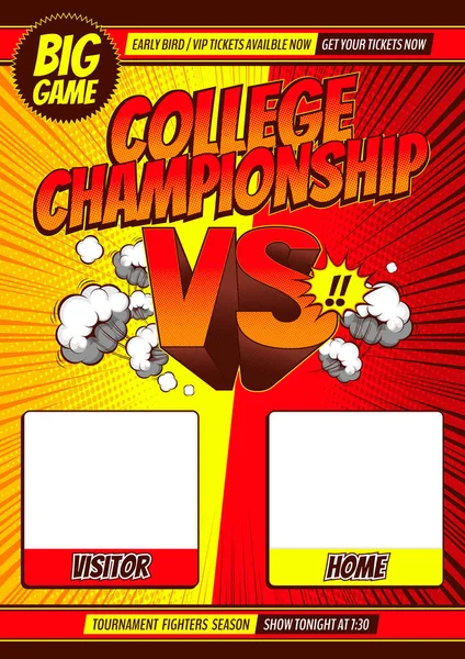 Comiccover College Fighting Kampagnenvorlage Hintergrund Flyer Broschüre Sprechblasen Vector Illustration — Stockvektor