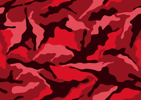 Abstrakte Tarnung Militärisches Muster Hautstruktur Rote Farbe Mode Stoffdruck Vektor — Stockvektor