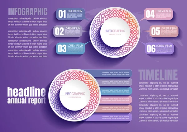 Infografik Geschäftsdaten Designvorlage Für Prozessdiagramme Zur Präsentation Abstrakte Zeitachsenelemente Vektorillustration — Stockvektor
