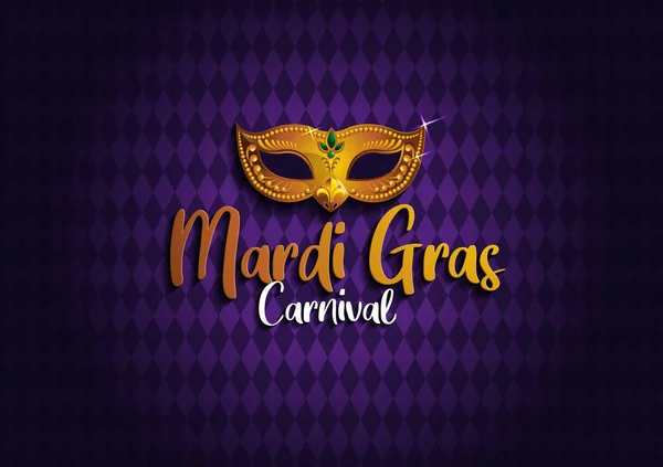 Mardi Gras Background Golden Mask Gretting Card Banner Poster Template — Stock vektor