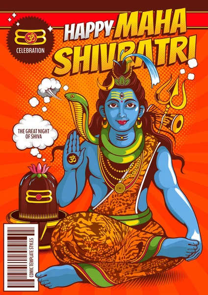 Illusztráció Shiva Indiában Hagyományos Hindu Fesztivál Happy Maha Shivratri Háttér — Stock Vector