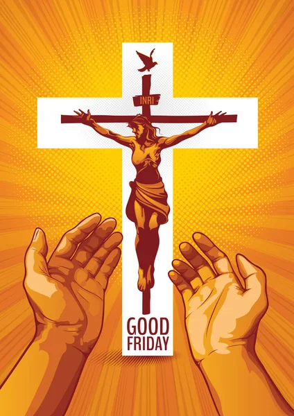 Vendredi Saint Illustration Vectorielle Crucifixion Jésus Christ — Image vectorielle