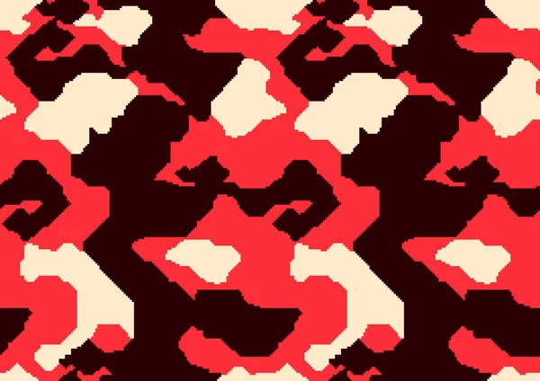 Abstrakt Kamouflage Militärt Mönster Hud Struktur Röd Färg Mode Tyg — Stock vektor