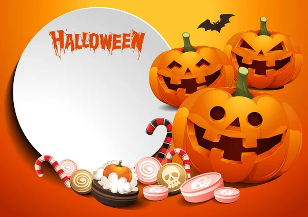 Halloween Pompoenen Template Achtergrond Vectorillustratie — Stockvector