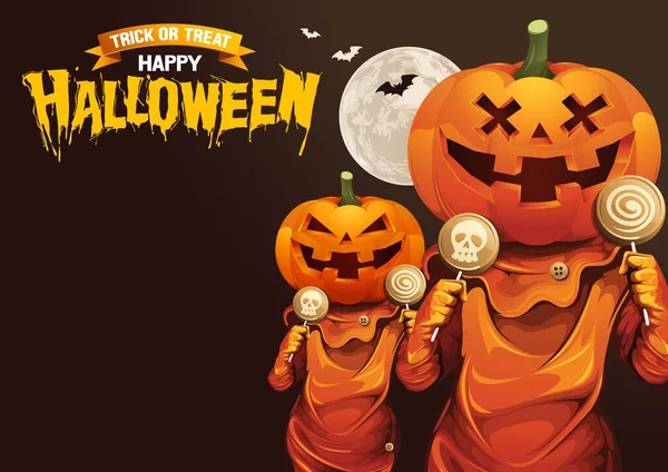 Szczęśliwego Halloween Pumpkins Plakat Poziomy — Wektor stockowy