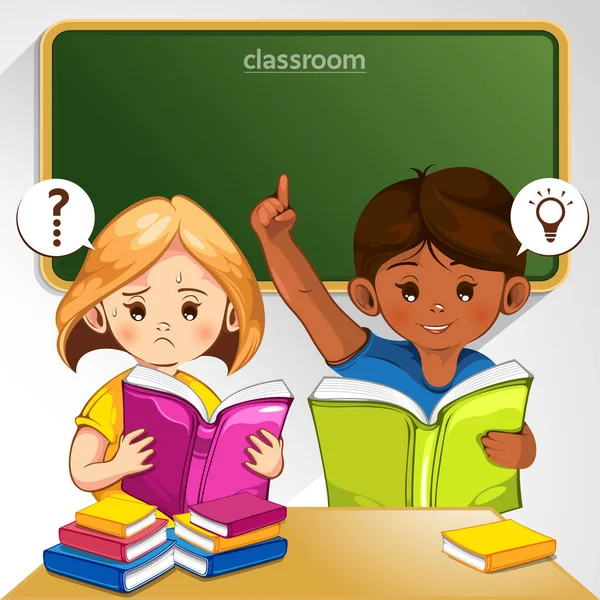 Gyerekek Osztályteremben Válaszolnak Kérdésekre Vektor Illusztráció — Stock Vector