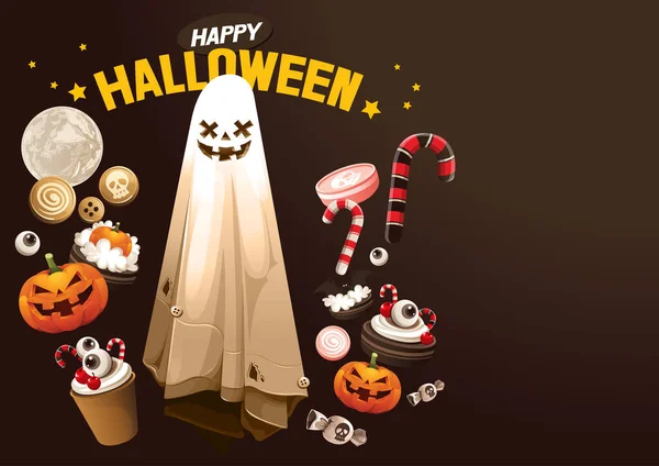 Halloween Duch Psikus Lub Sztuczka Ilustracja Wektora — Wektor stockowy
