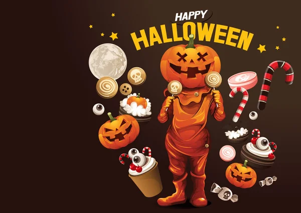 Halloween Gespenst Leckerbissen Oder Trick Vektorillustration — Stockvektor