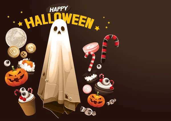Halloween Duch Psikus Lub Sztuczka Ilustracja Wektora — Wektor stockowy