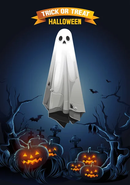 Halloween Ghost Treat Trick Vector Illustration — Stock Vector