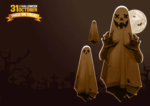 Halloween Ghost Treat Trick Vector Illustration — Stock Vector