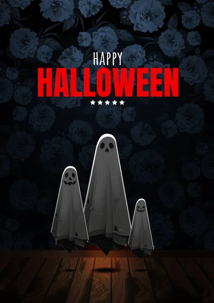 Feliz Halloween Fantasma Trato Truco Ilustración Vectorial — Vector de stock