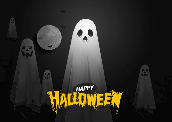 Halloween Fantasma Tratar Truco Ilustración Vectorial — Vector de stock