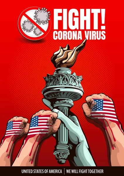 Vereinigte Staaten Von Amerika Kampf Gegen Coronavirus Vektorillustration — Stockvektor