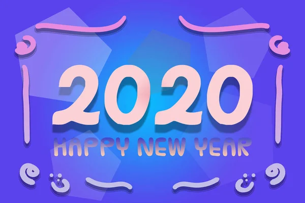 Happy New Year 2020 Blue Background Pastel Tone — Stock Photo, Image