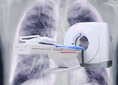 multi detector CT Scanner ( Computed Tomography ) on chest x-ray background for diagnosis covid - 19. clipart