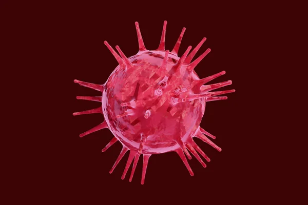 Red Coronavirus Covid Microscope Isolated Dark Red Background Illustration Clipping — Stock Photo, Image