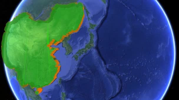 Stora Qingdynastins Gränser Imperial Roterande Gammal Historisk Världskarta Geografi För — Stockvideo
